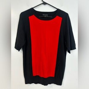 NWT Willi Smith Black & Orange Short Sleeve Color Block Sweater Top Size XL